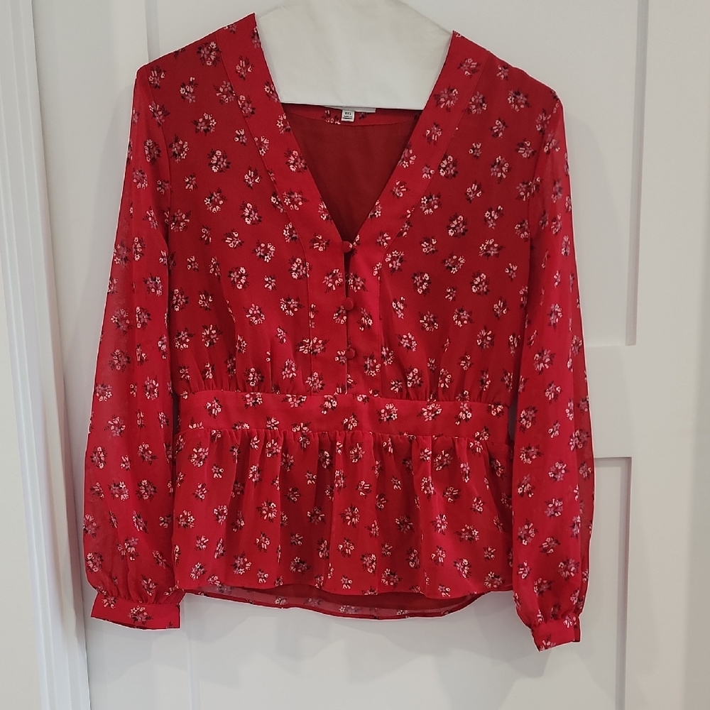 Madewell Floral Red Women's Top